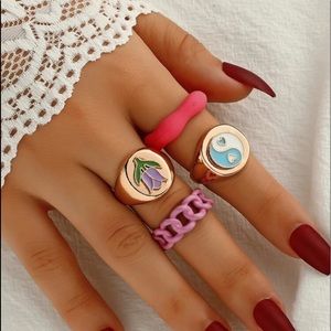 4pcs yin yang details ring